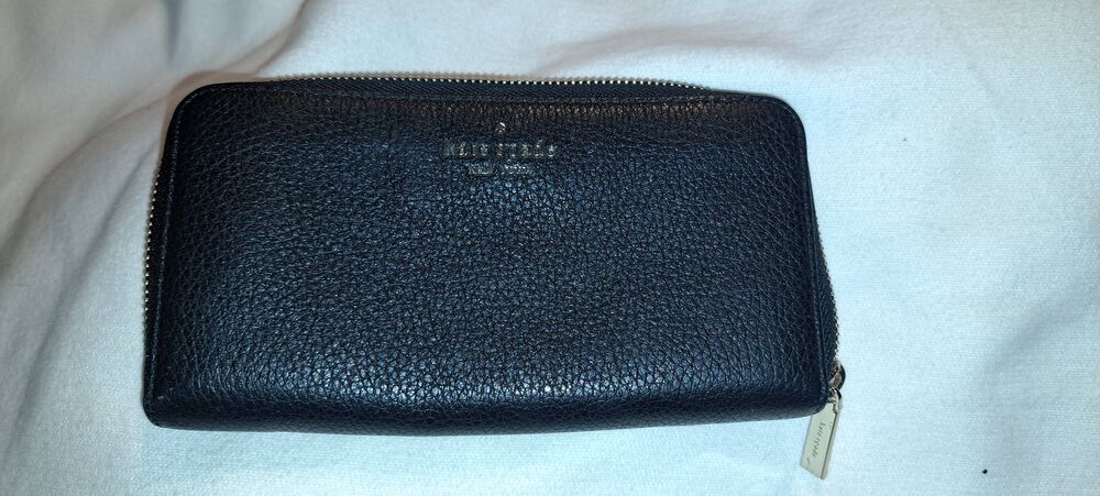 Kate Spade New York Black Pebbled Leather Zip Around Continental Wallet